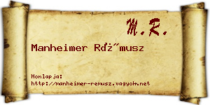 Manheimer Rémusz névjegykártya